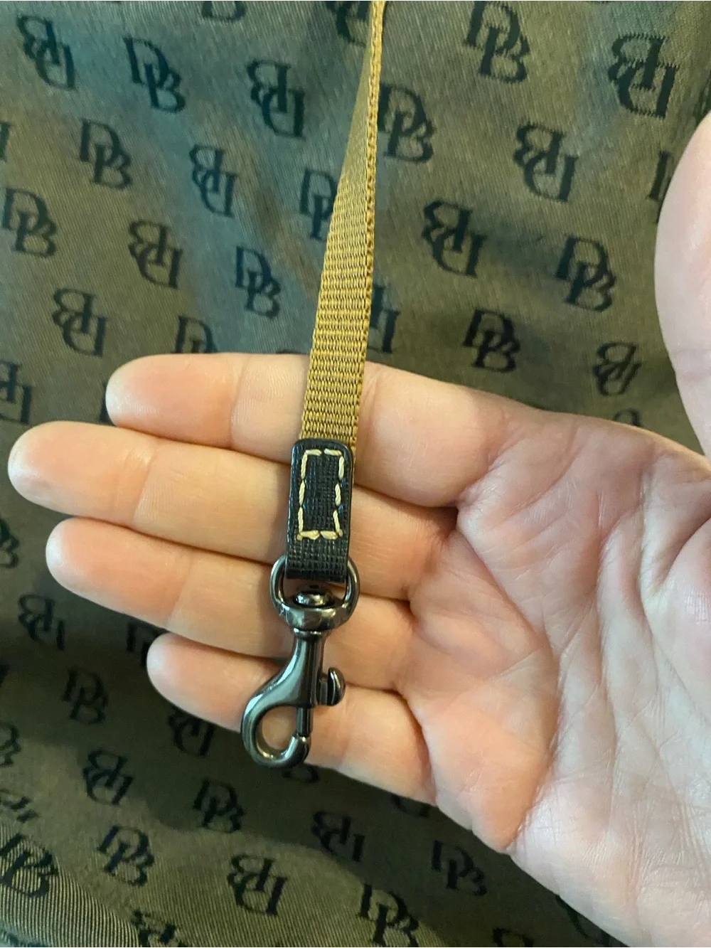 Dooney & Bourke Gray Monogram Hobo with Black Leather Strap and Silver Hardware